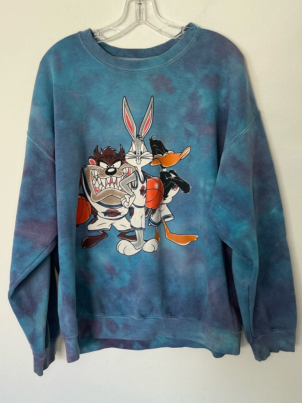 Vintage Space Jam Tie Dye Sweatshirt Bugs Bunny Taz Daffy Tune Squad Size Large